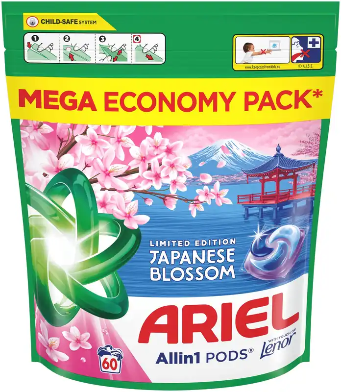 Kapsułki do prania ARIEL All in 1 Pods Color + Touch Japanese Blossom 60 szt. do tkanin kolorowych | Top produkt