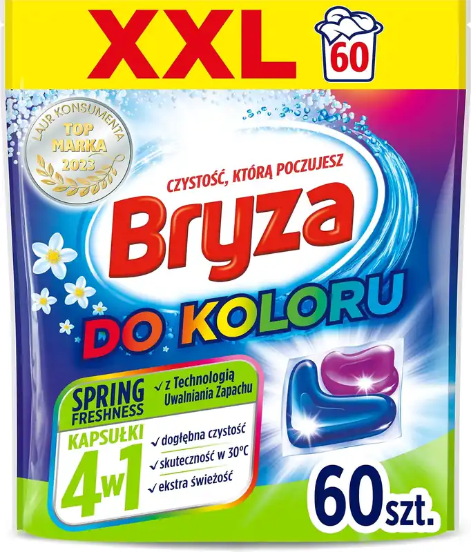 Kapsułki do prania BRYZA 4 w 1 Spring Freshness do koloru 60 szt. | Wysoka jakość