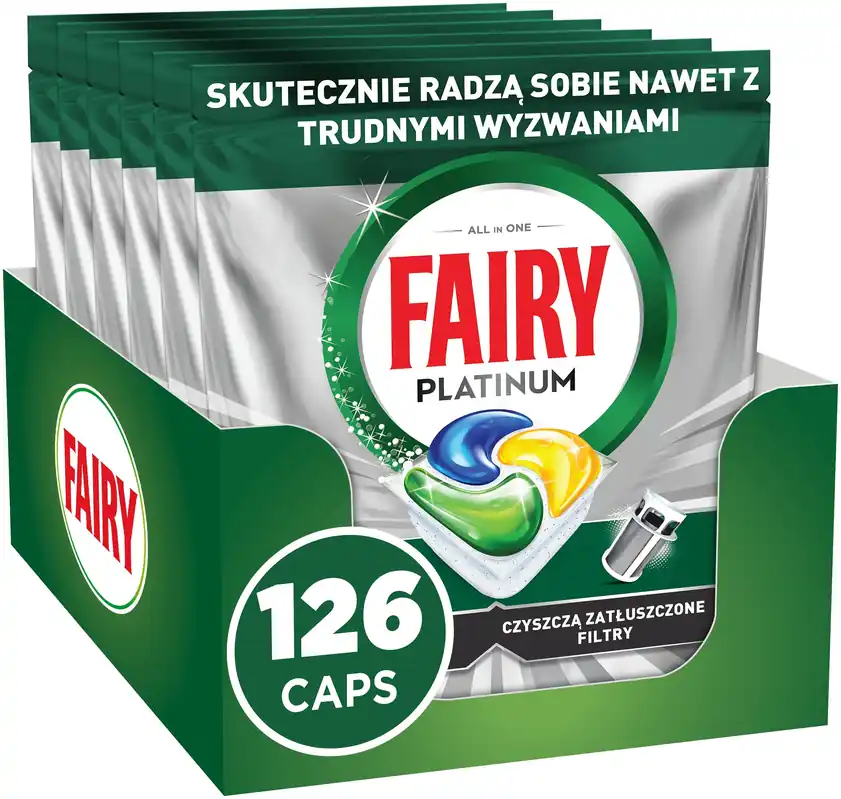 Nowość już dostępna | Kapsułki do zmywarki FAIRY Platinum All in One Lemon 126 szt.