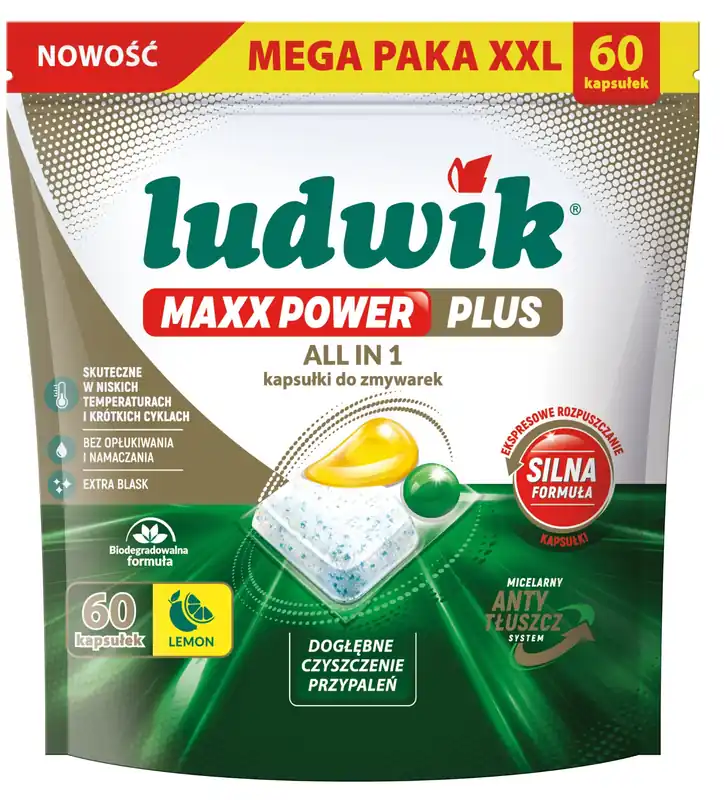 Kapsułki do zmywarek LUDWIK Maxx Power Plus 60 szt. | Na stanie