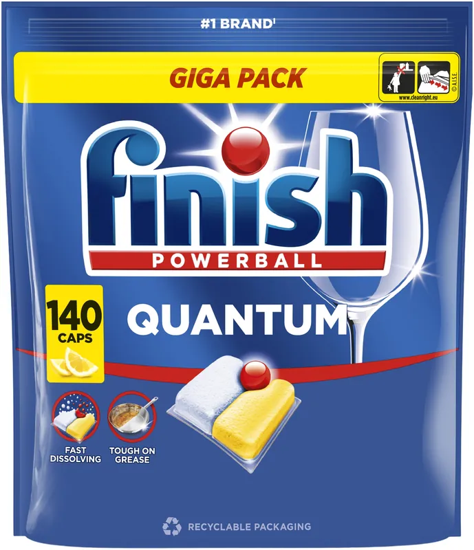 Kapsułki do zmywarki FINISH Powerball Quantum All in 1 Lemon - 140 szt. - Łatwe zamówienie