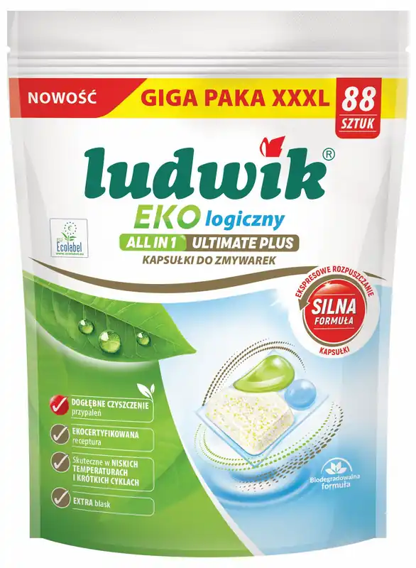 Kapsułki do zmywarki LUDWIK Ekologiczny All in 1 Ultimate Plus - 88 szt. - Mega okazja