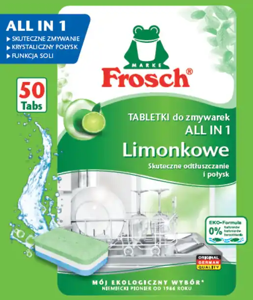Szybka wysyłka - Tabletki do zmywarek FROSCH Limonkowe All In 1 - 50 szt.