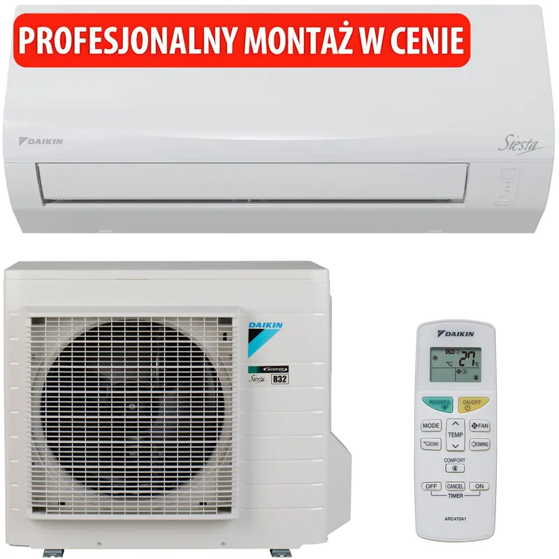 Klimatyzator Split, Pompa ciepła powietrze - powietrze DAIKIN Sensira Siesta 2,0 KW z usługą montażu - Nowa pozycja w ofercie