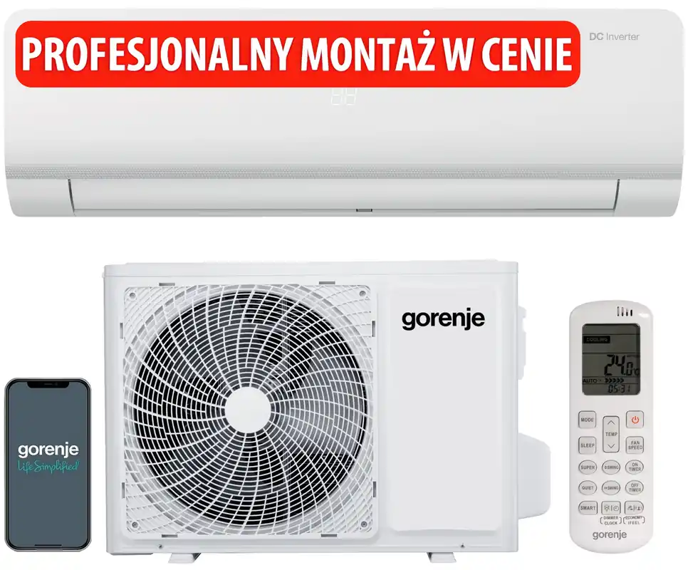 Produkt premium | Klimatyzator Split, Pompa ciepła powietrze - powietrze GORENJE REA53IN KC REA53OUT KC z usługą montażu