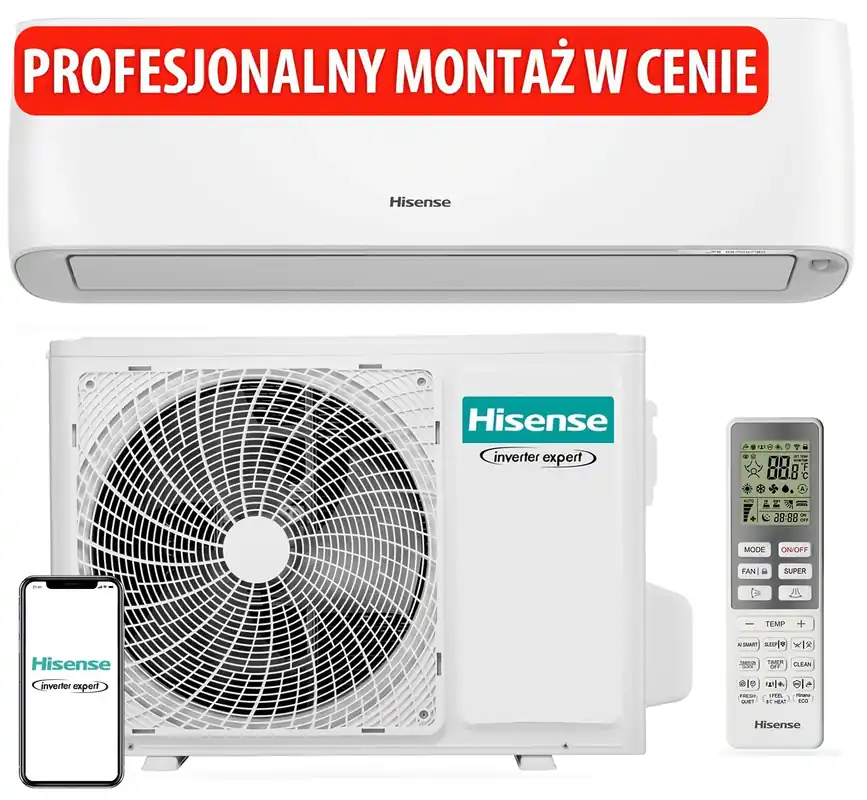 W sprzedaży - Klimatyzator Split, Pompa ciepła powietrze - powietrze HISENSE Energy Pro+ QE35XV4EG z usługą montażu