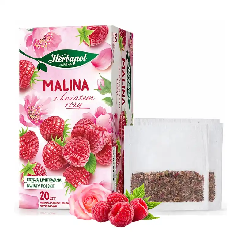 Herbata w saszetkach HERBAPOL Malina z kwiatem róży (20 sztuk) - Cena po obniżce
