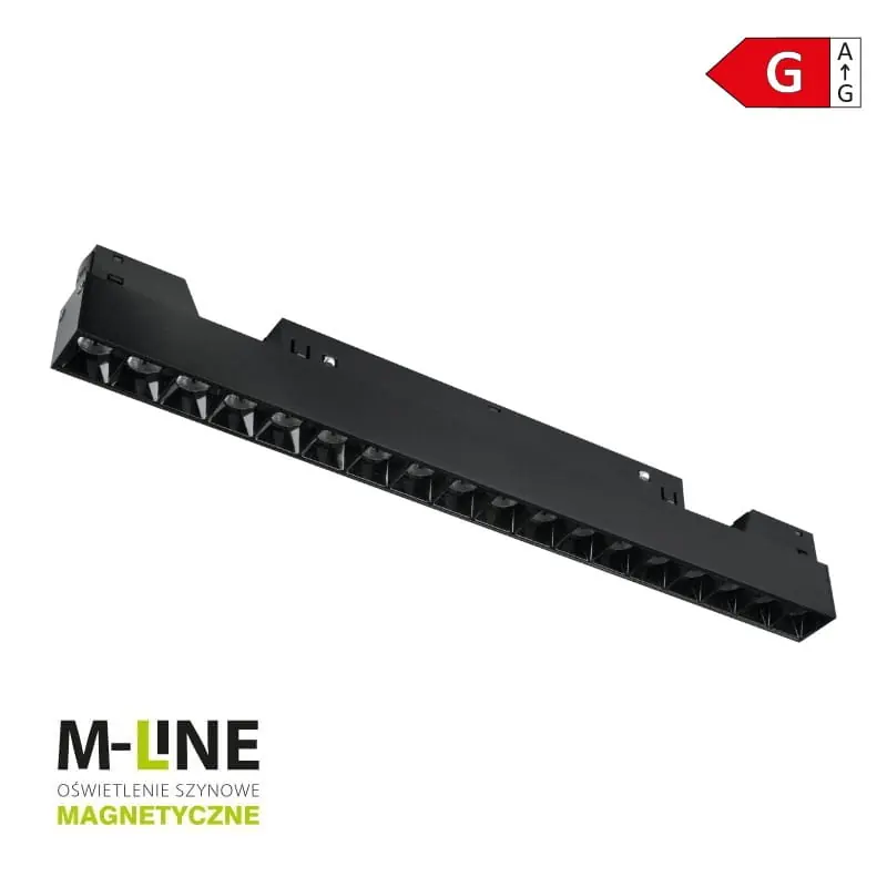 Reflektor szynowy magnetyczny liniowy, 18 W, 1400 lm, 4000 K, czarny, M-LINE | Top oferta