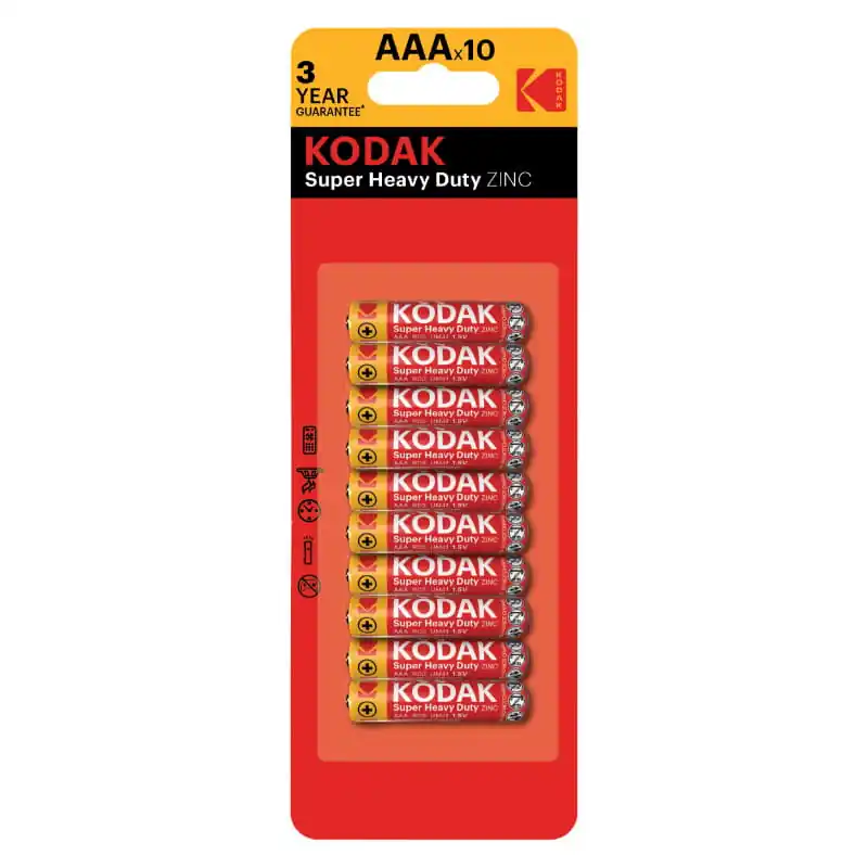 Bateria cynkowo-węglowa R03 (AAA), 10 szt., blister, SUPER HEAVY DUTY, KODAK | Ostatnie dni promocji