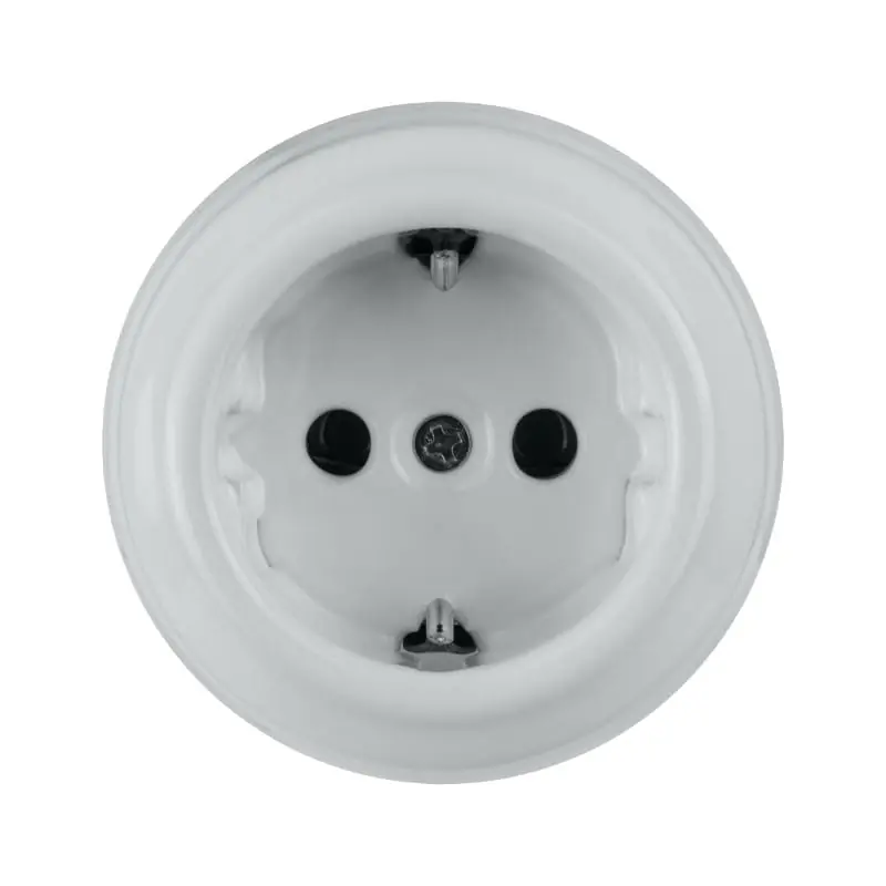 Bezpieczne zakupy - Gniazdo ceramiczne Schuko, natynkowe, VINTAGE, białe