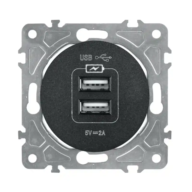 Gniazdo USB podwójne, 2,1 A, czarne, Soul | Superoferta